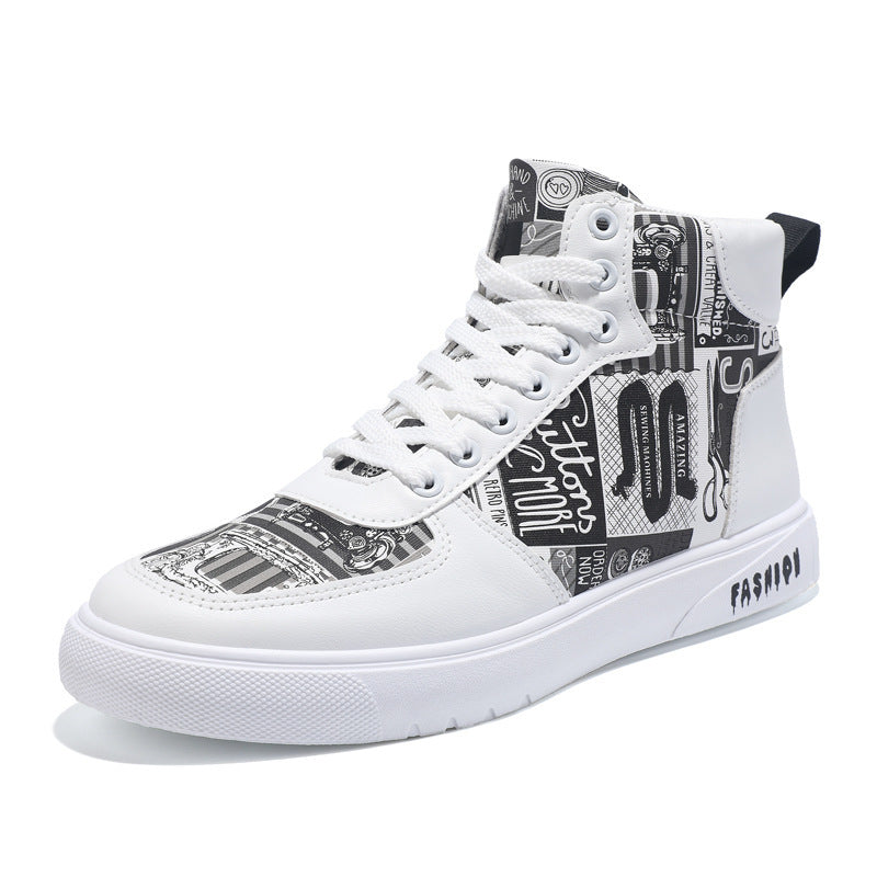 Personality Graffiti High Top Men's Shoes Casual Four Seasons