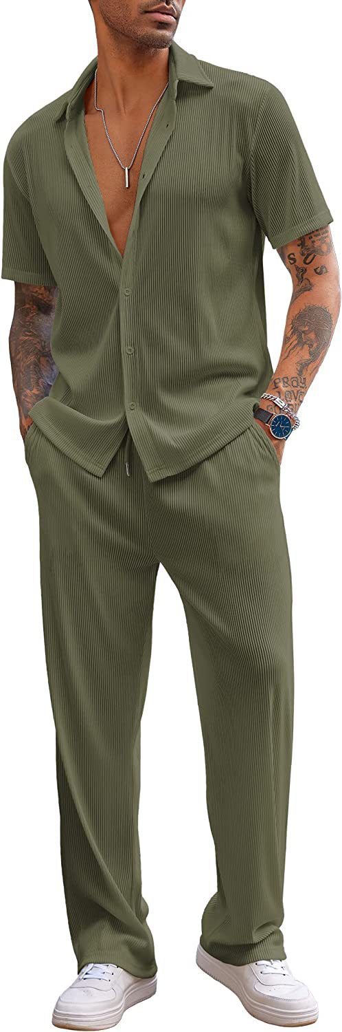 Solid Color Short-sleeved Trousers Loose Leisure Suit