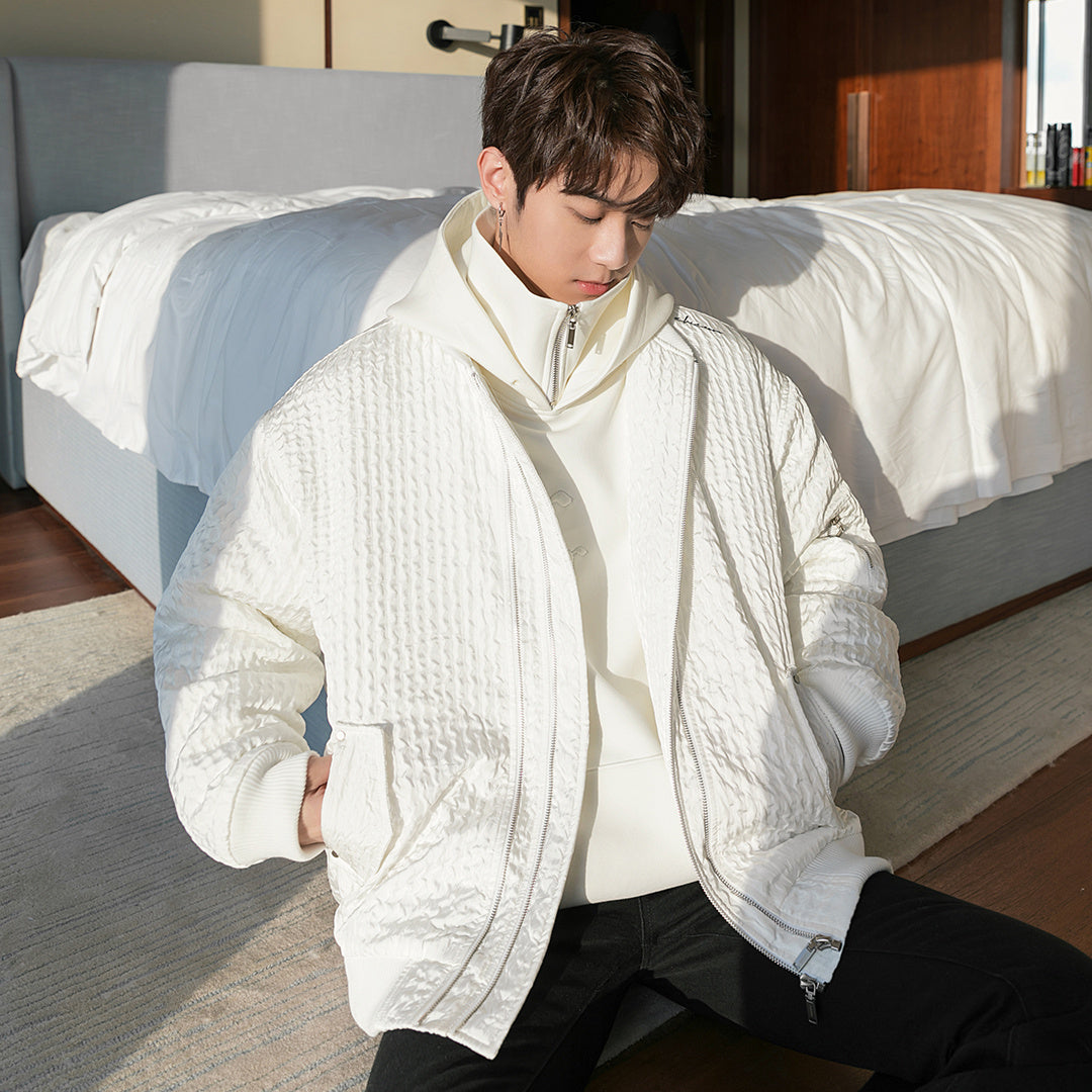 Texture Baseball Cotton-padded Jacket Korean Version