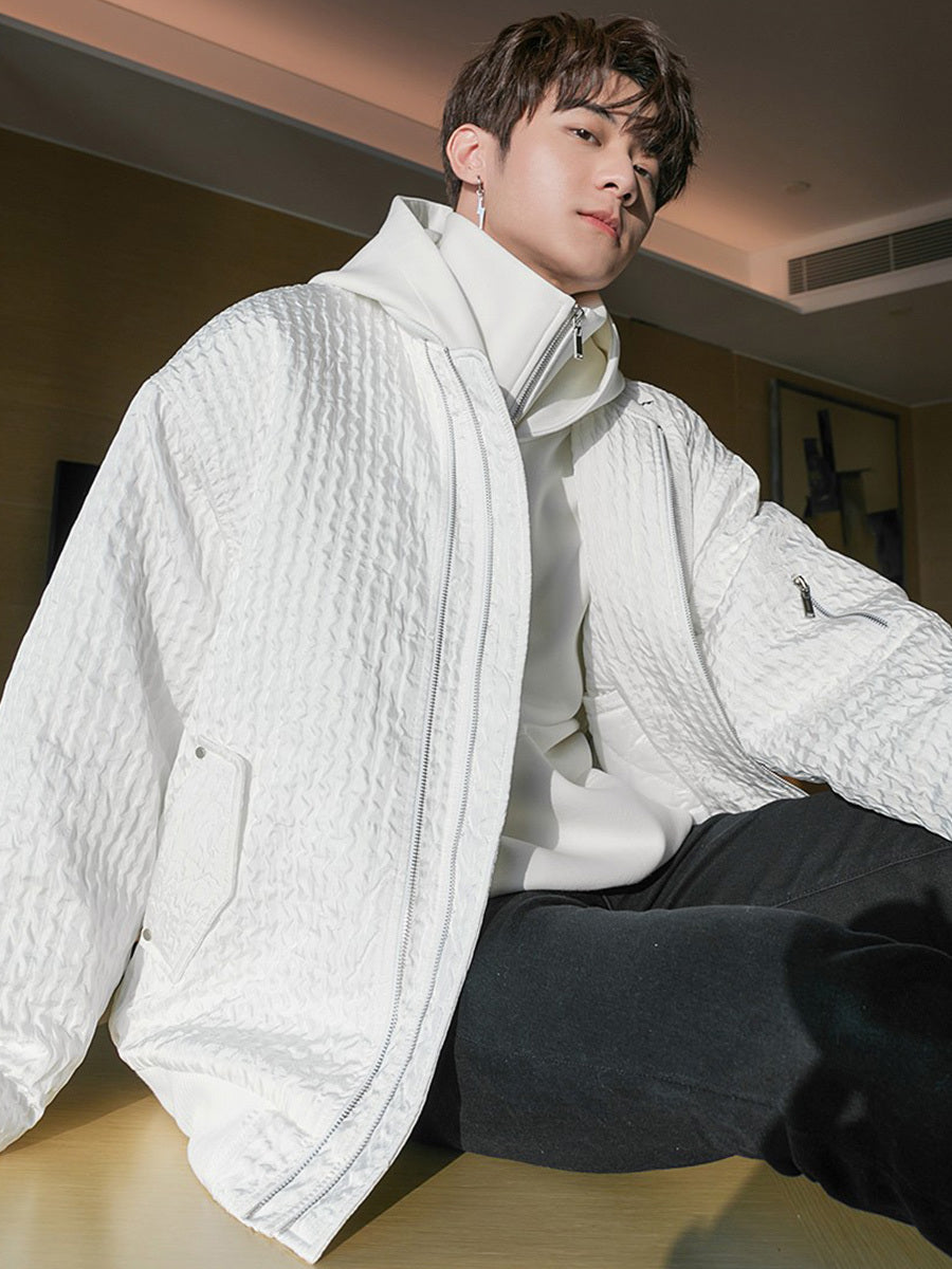 Texture Baseball Cotton-padded Jacket Korean Version