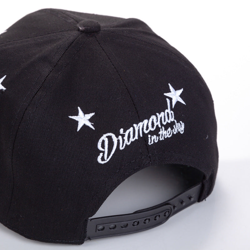 Five-pointed Star Embroidery Outdoor Sun-shade Sun Protection Flat-brimmed Cap