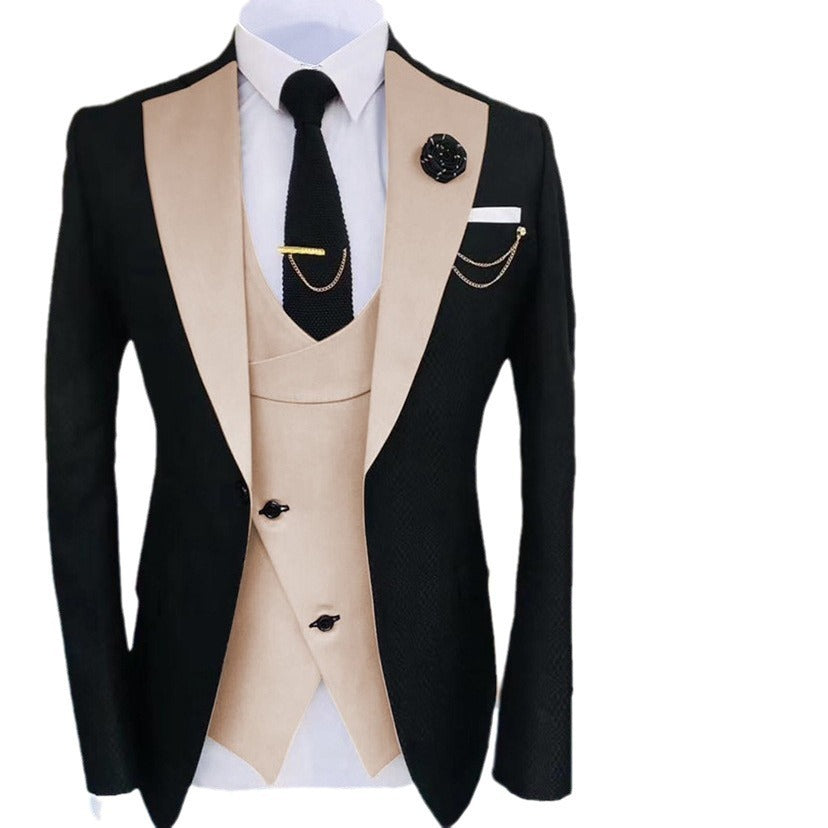 Men's Slim Fit Business Vest Coat Trousers Suit