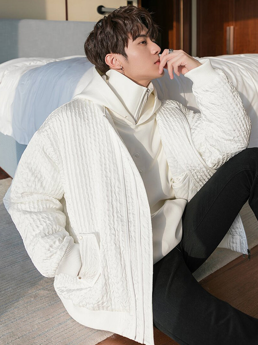 Texture Baseball Cotton-padded Jacket Korean Version