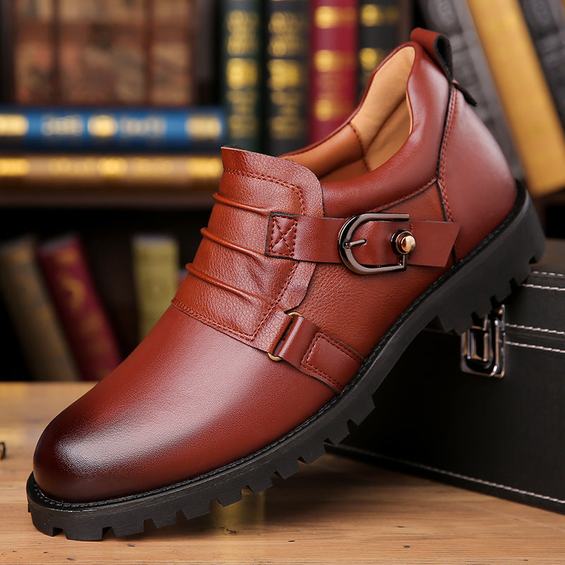 Low-top Versatile Retro Motorcycle Platform Round Toe Holder Men's Shoes