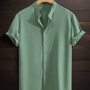 Men's Casual Breathable Polyester Fiber Stand Collar Shirt
