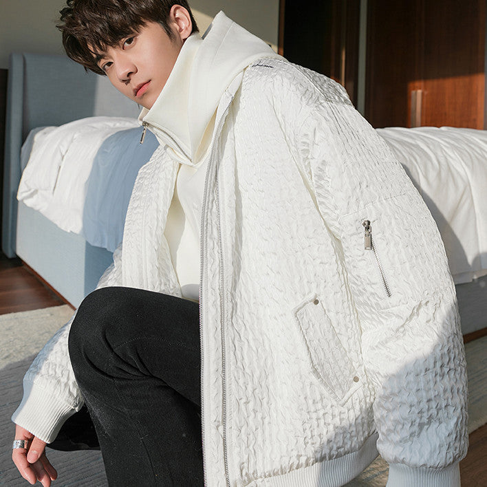 Texture Baseball Cotton-padded Jacket Korean Version