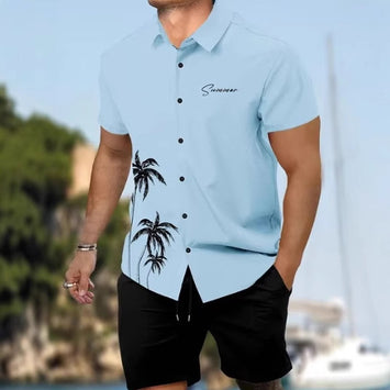 3D Digital Printing Shirt Short Sleeve Shorts Suit