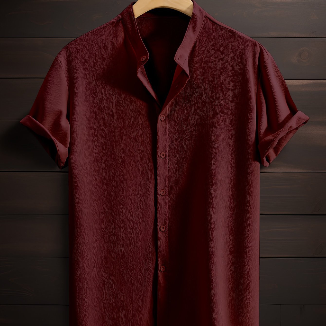Men's Casual Breathable Polyester Fiber Stand Collar Shirt