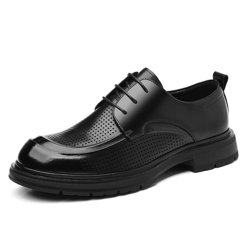 Hollow Leather Shoes Men's Plus Size Low-top Business