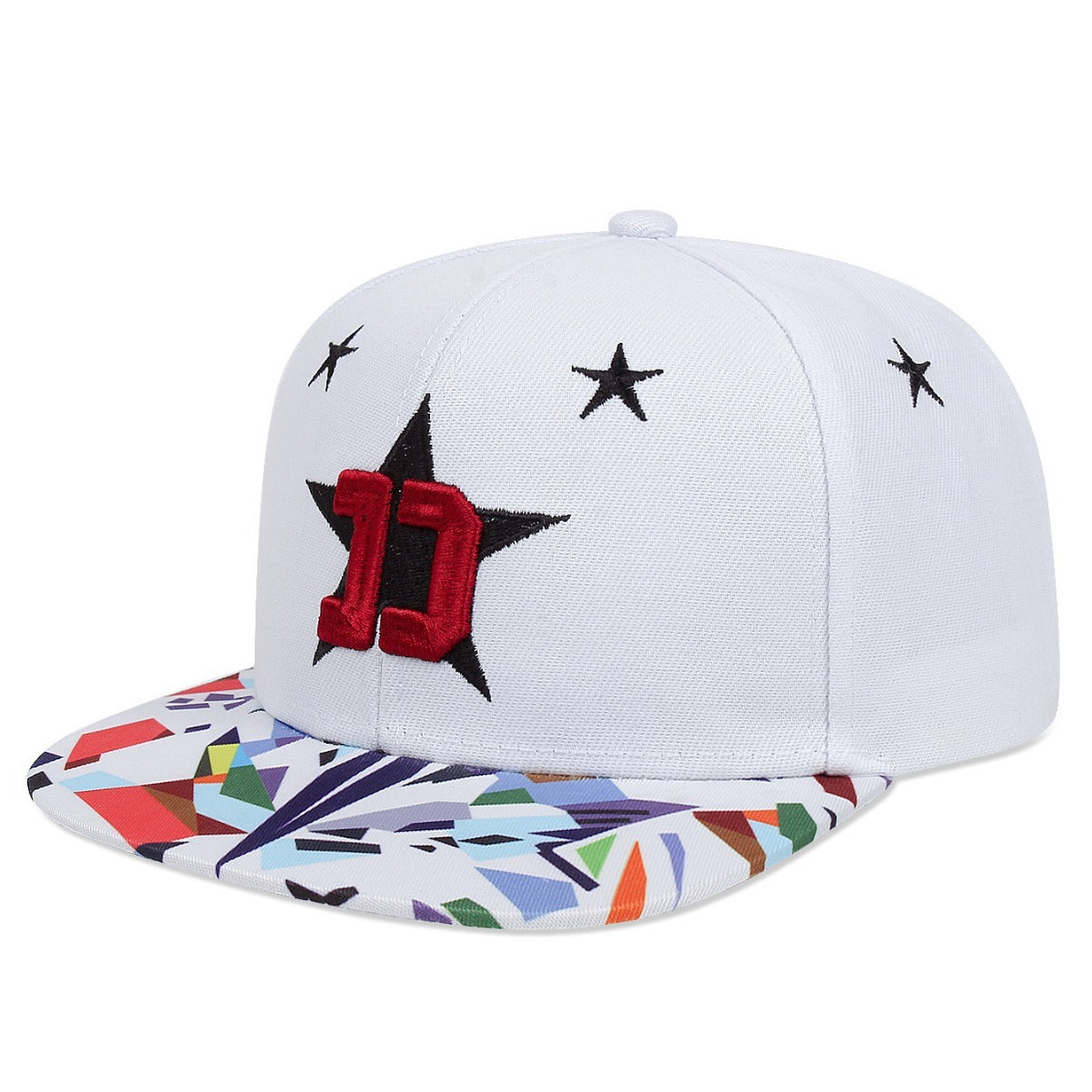 Five-pointed Star Embroidery Outdoor Sun-shade Sun Protection Flat-brimmed Cap