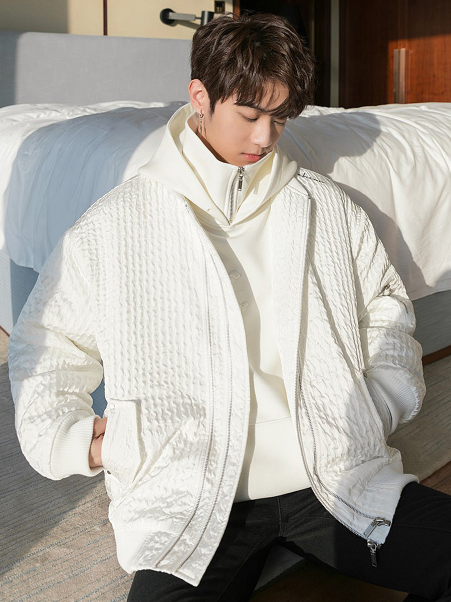 Texture Baseball Cotton-padded Jacket Korean Version