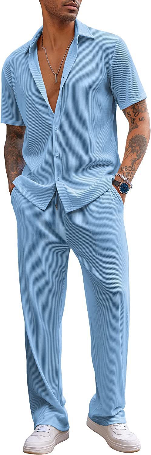 Solid Color Short-sleeved Trousers Loose Leisure Suit