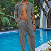 Solid Color Short-sleeved Trousers Loose Leisure Suit